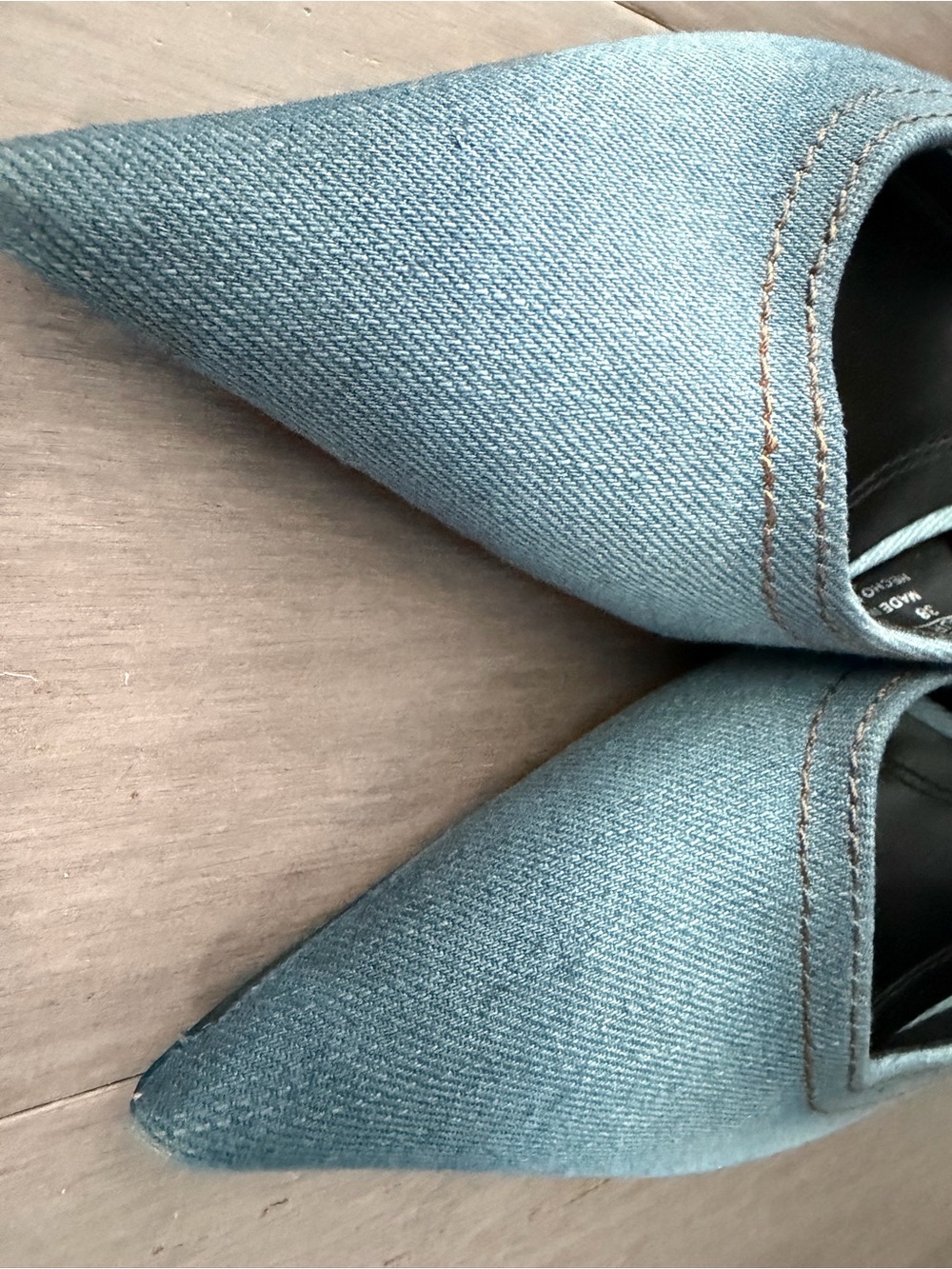Zara Light Blue Denim Pointed Slingback Heels - Picture 5 of 5